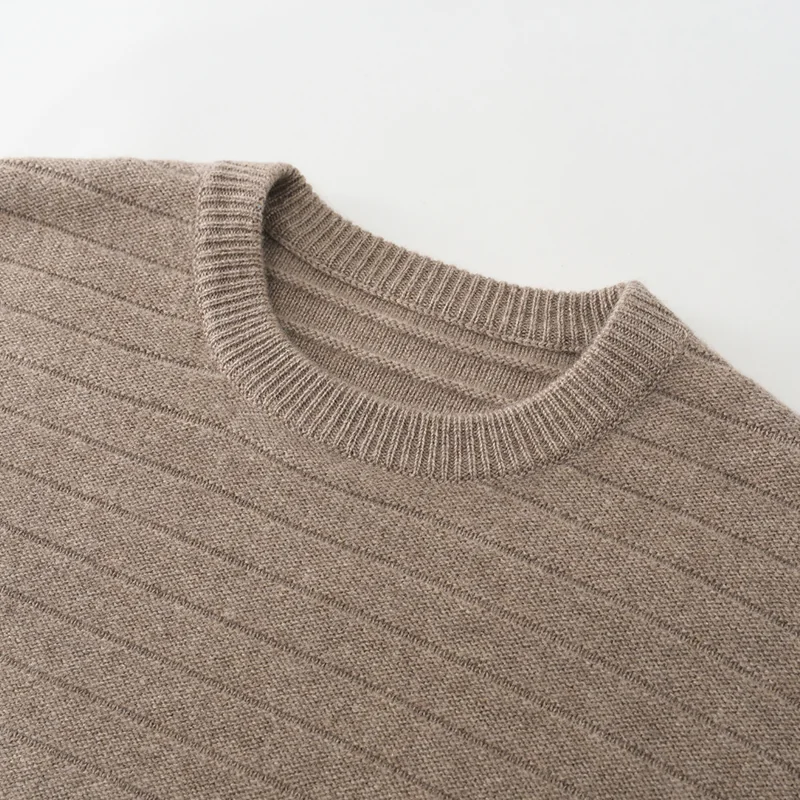 100% Cashmere, Cashmere striped loose-fit crew-neck pullover, 14–15.5µm, Cashmere Garment — detail view 5