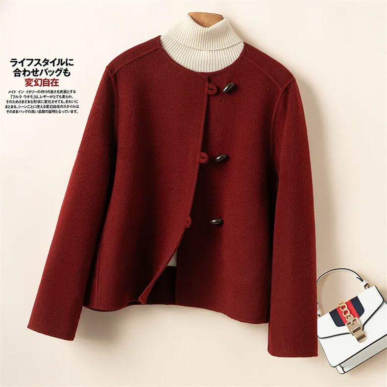 Custom Double-Face Wool Coat Women - Button Closure Cashmere Blend Overcoat — Cashmere Sweaters & Knitwear, 100% Wool