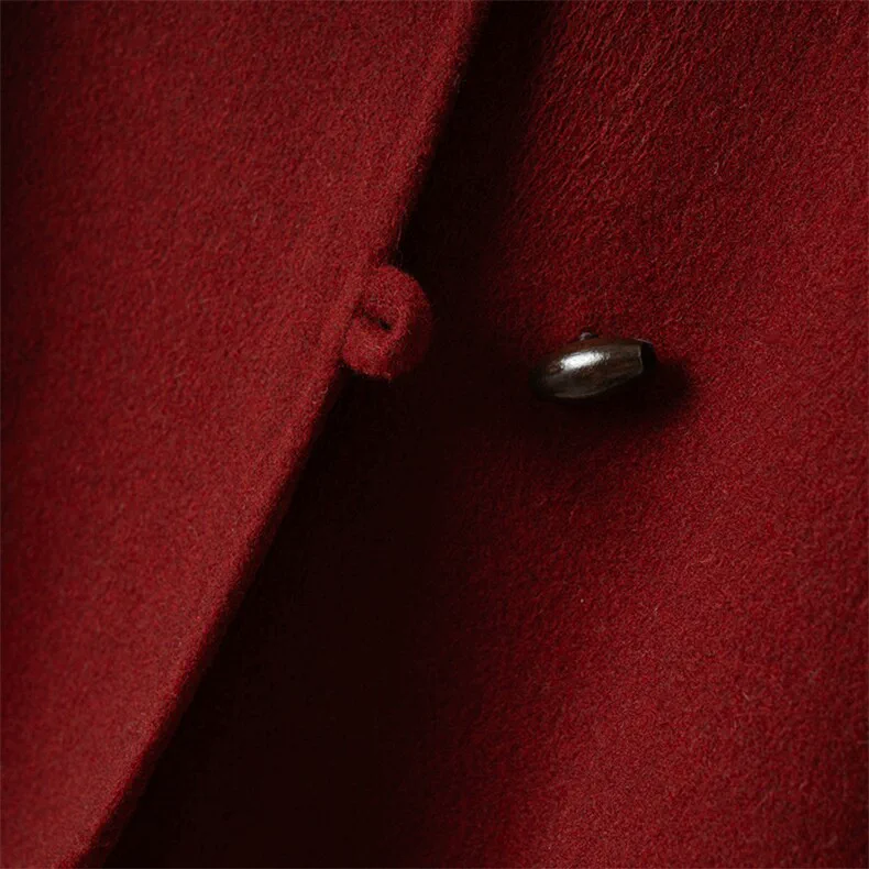 100% Wool, Custom Double-Face Wool Coat Women - Button Closure Cashmere Blend Overcoat, 14–15.5µm, Womenswear — detail view 10