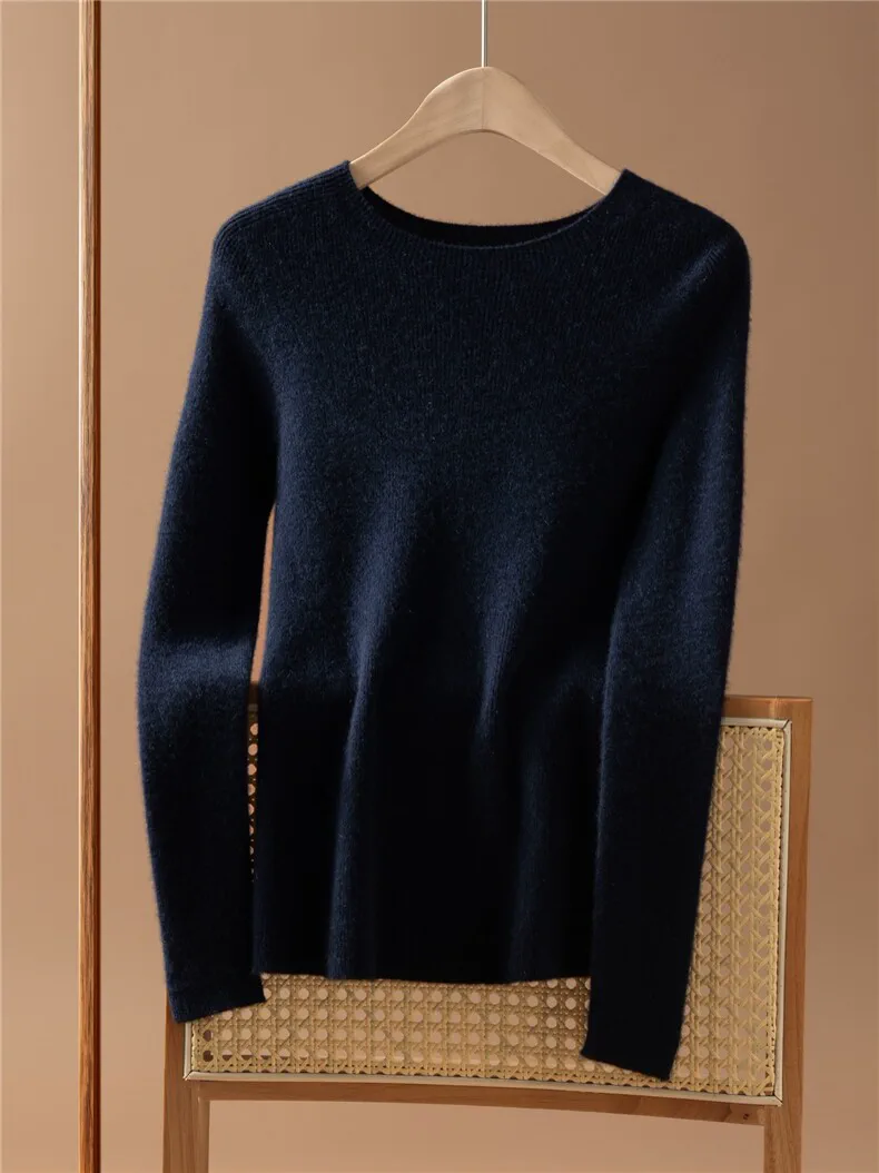 100% Cashmere, Custom Seamless Cashmere Sweater Women - Crew Neck Ribbed Pullover FW 2026, 14–15.5µm, Womenswear — detail view 7
