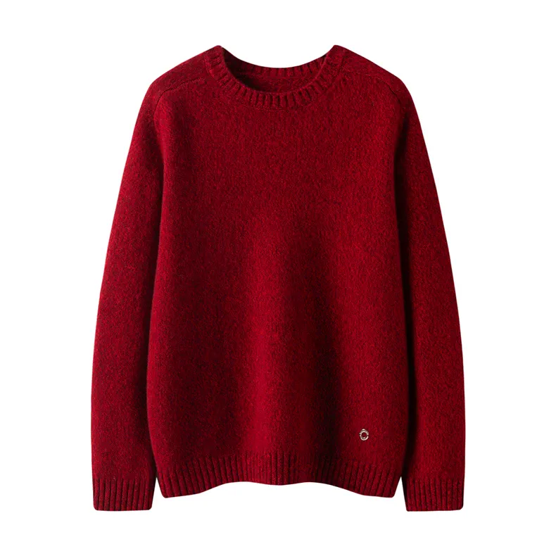 100% Cashmere, Custom Cashmere Saddle Shoulder Pullover Women - Round Neck Fancy Knit Sweater FW 2025, 14–15.5µm, Womenswear — detail view 2