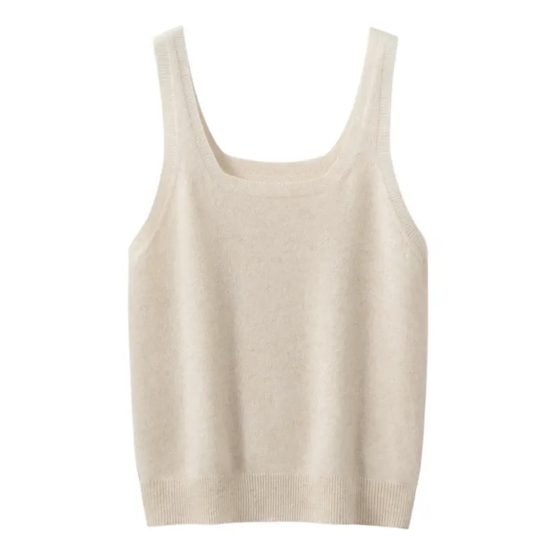 Custom Cashmere Square Neck Tank Top Women - Knit Camisole Pullover FW 2025 — Cashmere Sweaters & Knitwear, 100% Cashmere