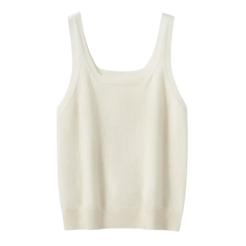 100% Cashmere, Custom Cashmere Square Neck Tank Top Women - Knit Camisole Pullover FW 2025, 14–15.5µm, Womenswear — detail view 4