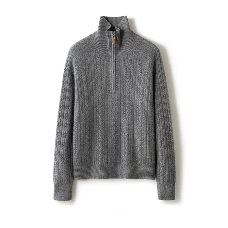 100% Cashmere, Custom Cashmere Mock Neck Cable Knit Sweater Women - Heavy Pullover Wholesale FW 2025, 14–15.5µm, Womenswear — detail view 8