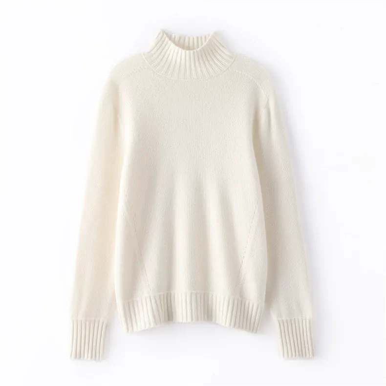 100% Cashmere, Custom Cashmere Mock Neck Thick Sweater Women - Heavy Pullover Wholesale FW 2025, 14–15.5µm, Womenswear — detail view 3
