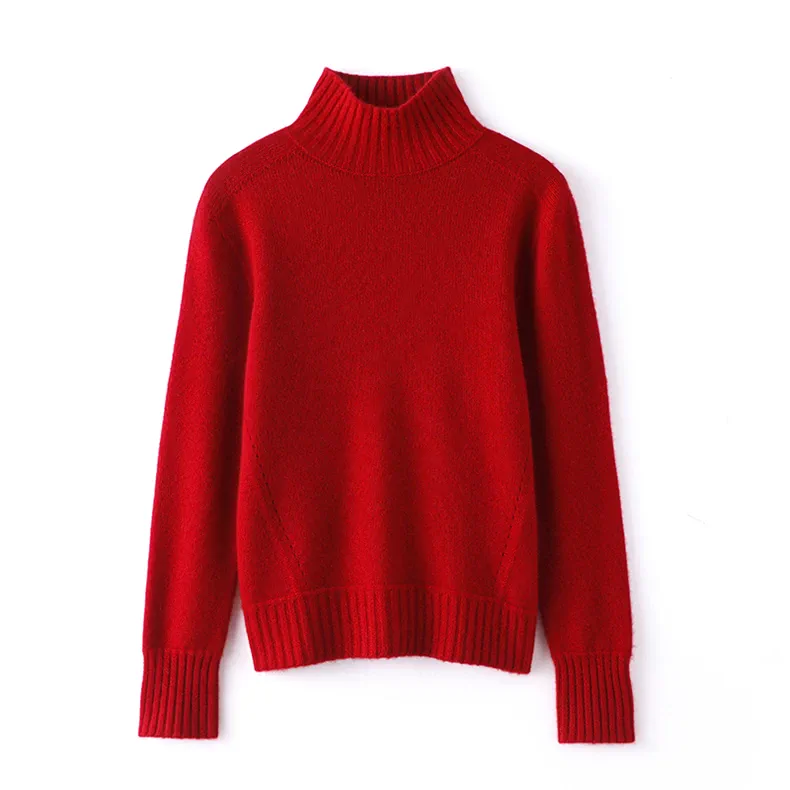 100% Cashmere, Custom Cashmere Mock Neck Thick Sweater Women - Heavy Pullover Wholesale FW 2025, 14–15.5µm, Womenswear — detail view 5
