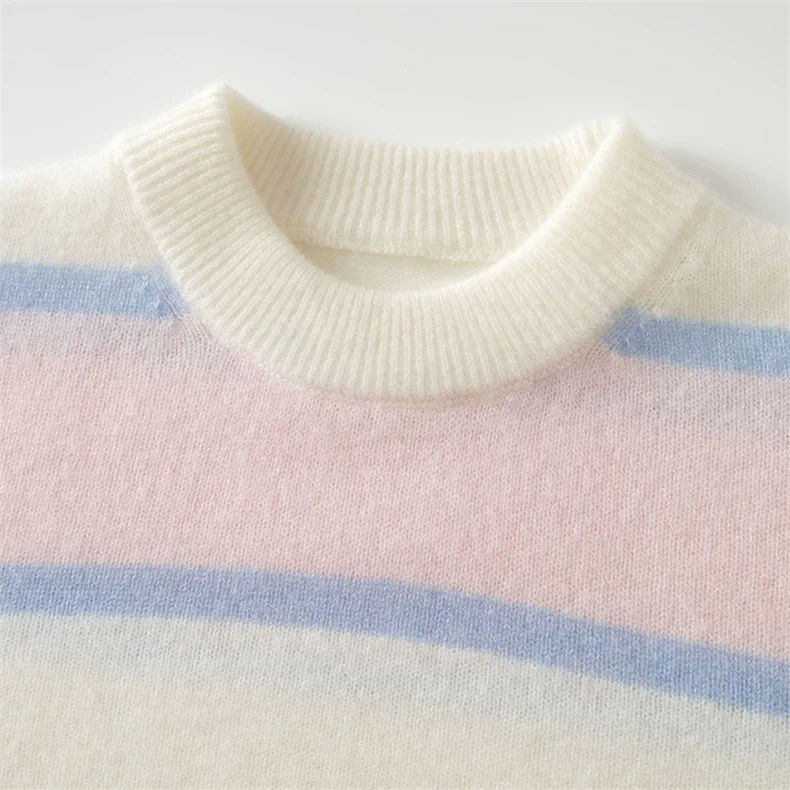 100% Cashmere, Custom Cashmere Colorblock Long Sleeve Sweater Women - Pullover Wholesale FW 2025, 14–15.5µm, Womenswear — detail view 3