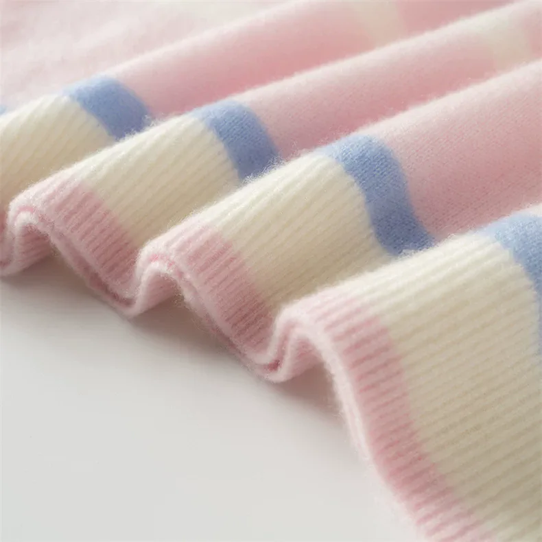 100% Cashmere, Custom Cashmere Colorblock Long Sleeve Sweater Women - Pullover Wholesale FW 2025, 14–15.5µm, Womenswear — detail view 5