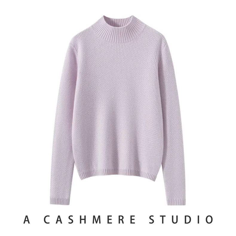 100% Cashmere, Custom Cashmere Mock Neck Sweater Women - Half Turtleneck Pullover Wholesale FW 2025, 14–15.5µm, Women / Womenswear