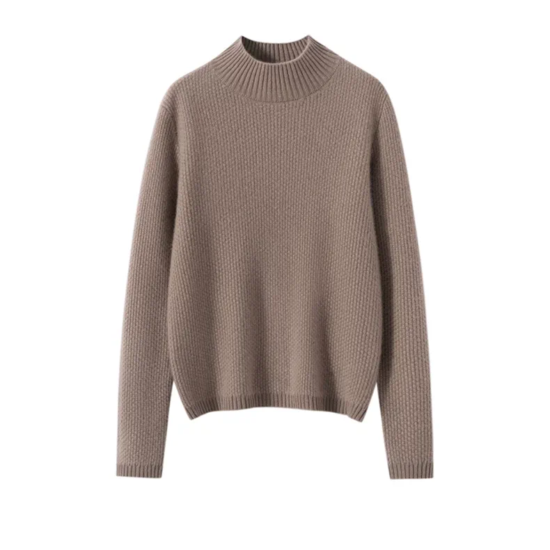 100% Cashmere, Custom Cashmere Mock Neck Sweater Women - Half Turtleneck Pullover Wholesale FW 2025, 14–15.5µm, Women / Womenswear — detail view 5