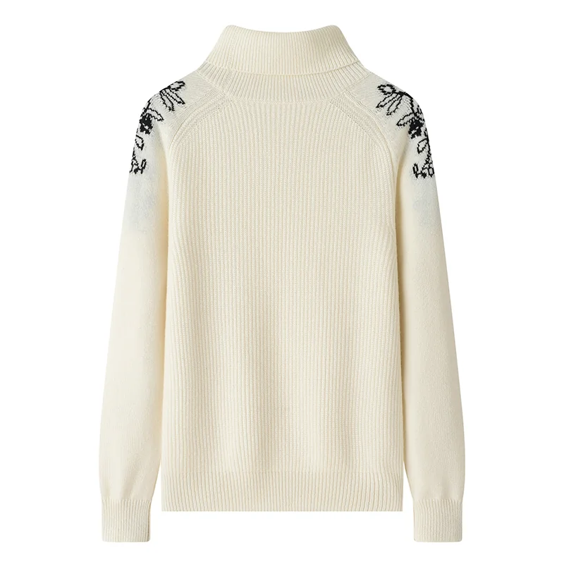 100% Cashmere, Cashmere two-tone crew-neck pullover, 14–15.5µm, Cashmere Garment — detail view 3