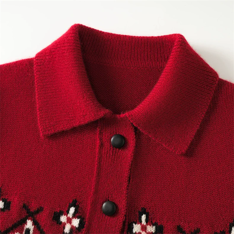 Custom Cashmere Jacquard Cardigan Women - Patterned Knit Sweater Wholesale FW 2025 — Cashmere Sweaters & Knitwear, 100% Cashmere