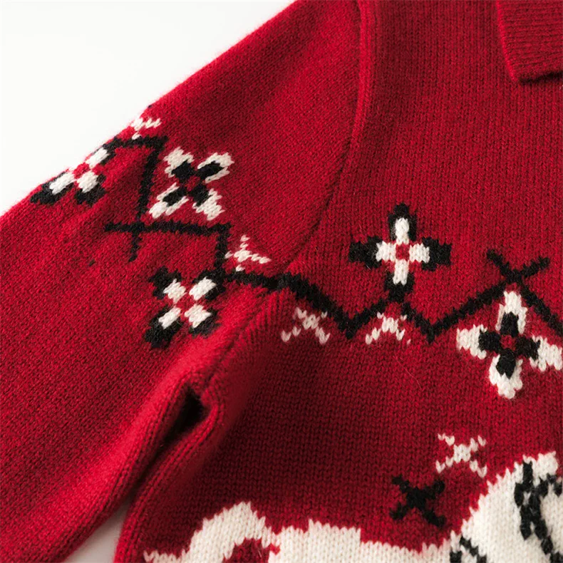 100% Cashmere, Custom Cashmere Jacquard Cardigan Women - Patterned Knit Sweater Wholesale FW 2025, 14–15.5µm, Womenswear — detail view 3
