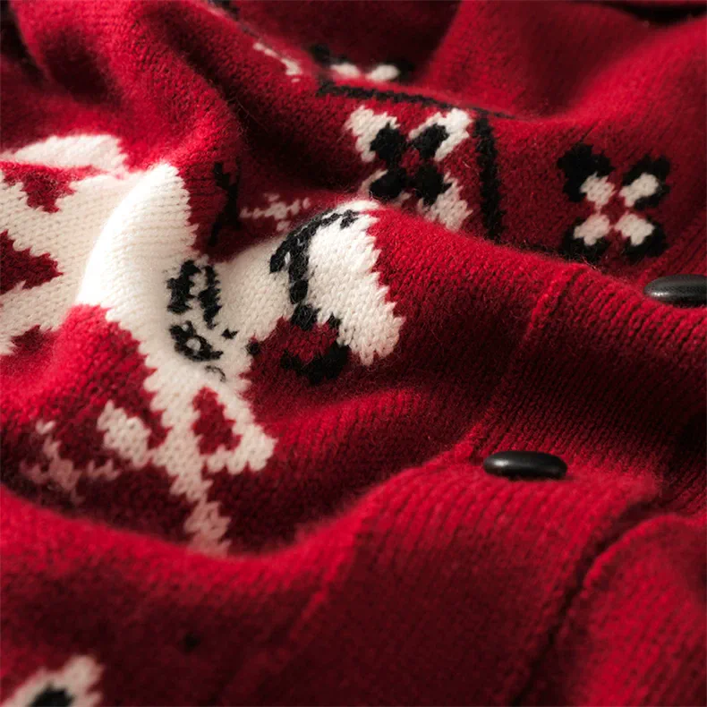 100% Cashmere, Custom Cashmere Jacquard Cardigan Women - Patterned Knit Sweater Wholesale FW 2025, 14–15.5µm, Womenswear — detail view 9