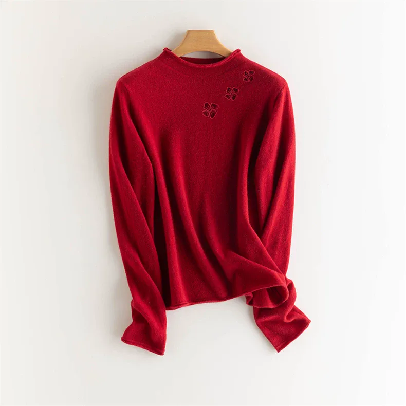 100% Cashmere, Custom Cashmere Layering Sweater Women - Base Knit Pullover Wholesale FW 2025, 14–15.5µm — detail view 7