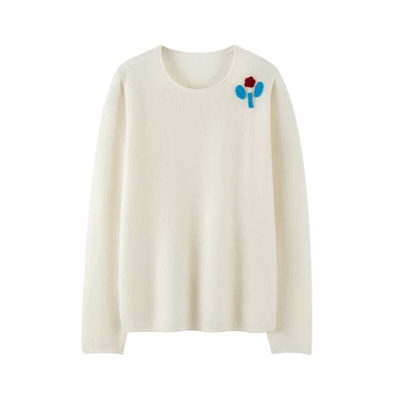 100% Cashmere, Cashmere polo-collar pointelle pullover, 14–15.5µm, Cashmere Garment — detail view 3