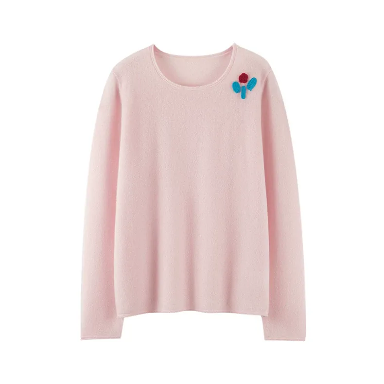 100% Cashmere, Cashmere polo-collar pointelle pullover, 14–15.5µm, Cashmere Garment — detail view 4