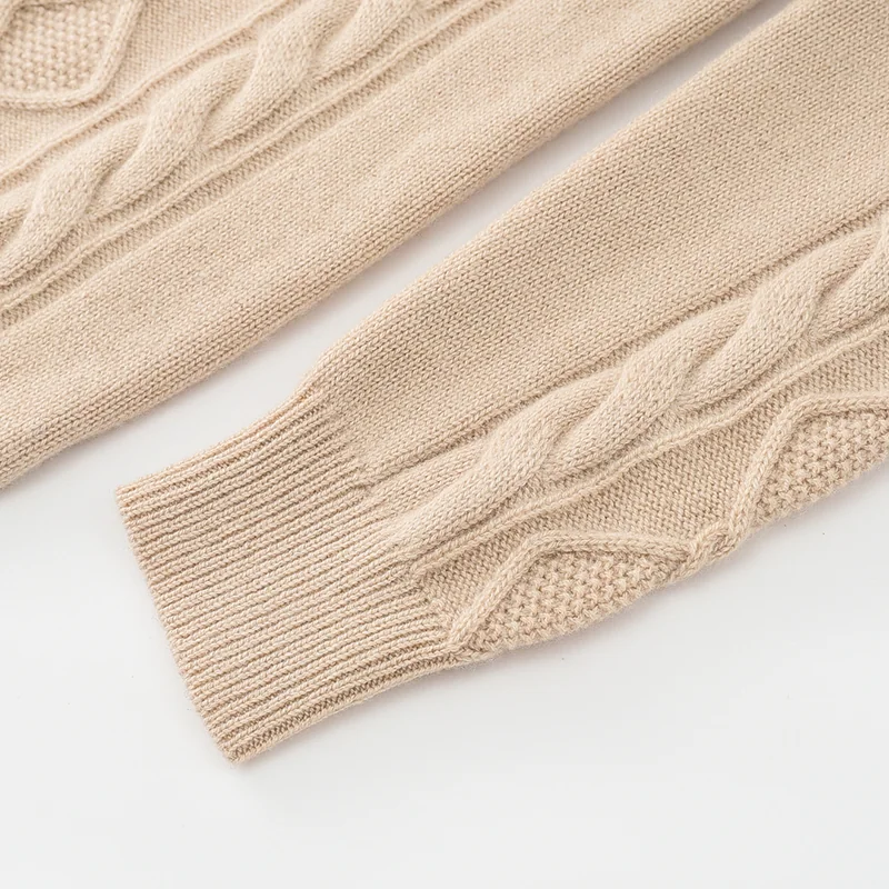 100% Cashmere, Cashmere polo-collar pointelle pullover, 14–15.5µm, Cashmere Garment — detail view 5