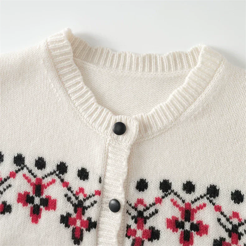 100% Cashmere, Custom Cashmere Snowflake Christmas Cardigan Women - Holiday Knit Sweater Wholesale FW 2025, 14–15.5µm, Womenswear
