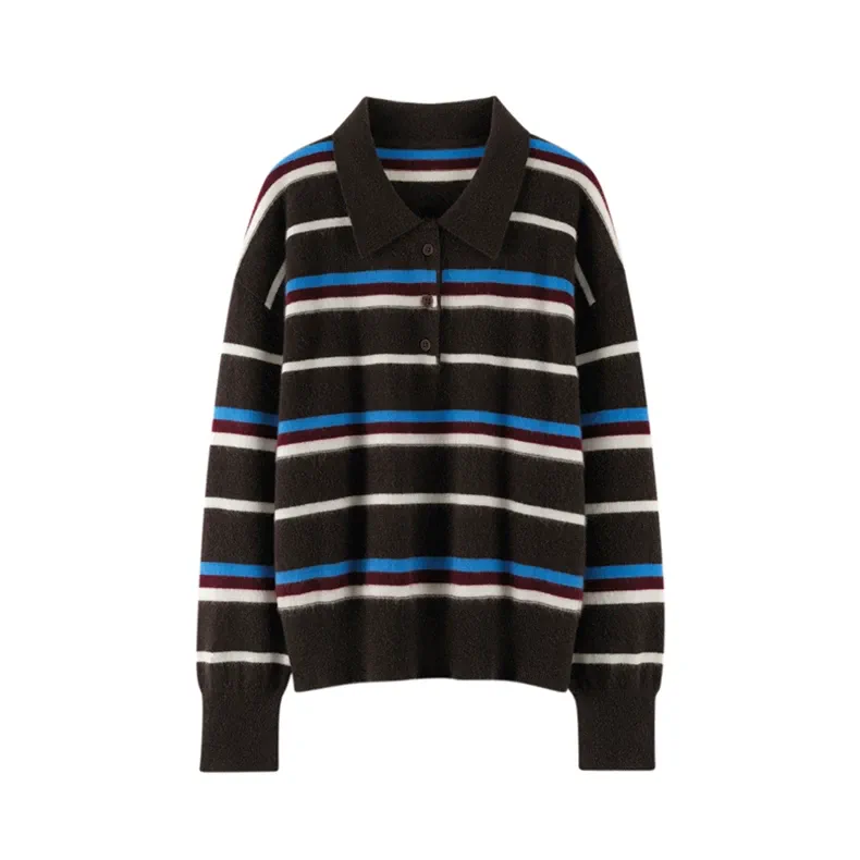 100% Cashmere, Custom Cashmere Loose Pullover Women - Long Sleeve Crew Neck Sweater Wholesale FW 2025, 14–15.5µm, Womenswear — detail view 4