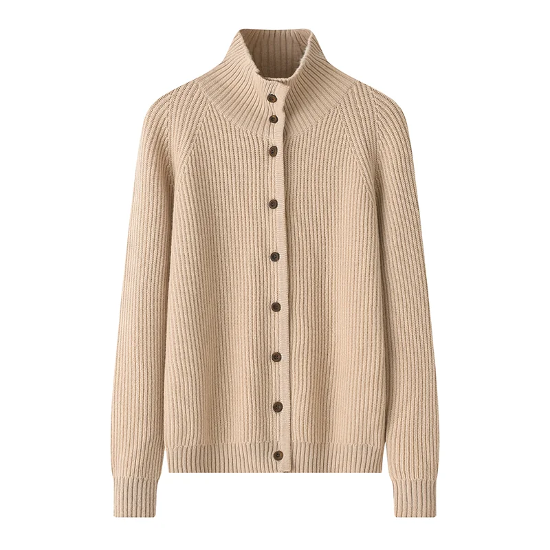100% Cashmere, Cashmere V-neck button-front cardigan, 14–15.5µm, Cashmere Garment — detail view 3
