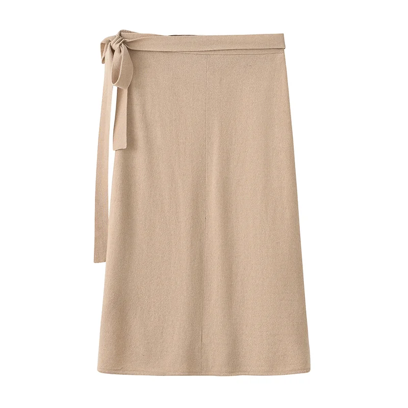 100% Cashmere, Cashmere belted long knit dress with V-neck, 14–15.5µm, Cashmere Garment — detail view 3