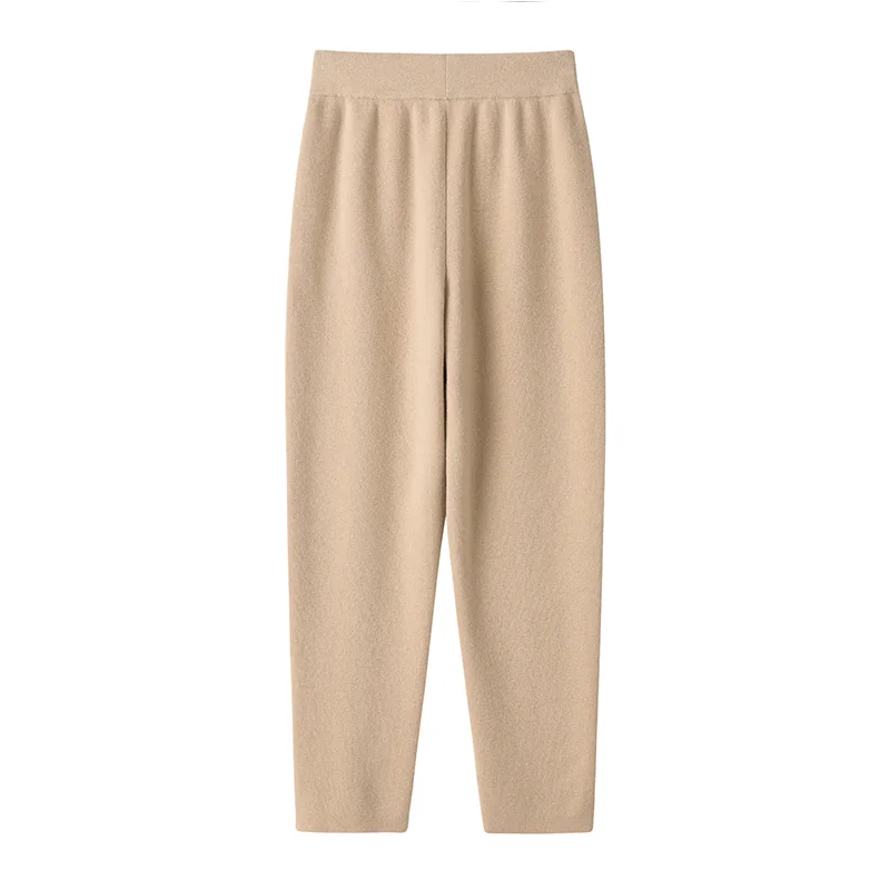 100% Cashmere, Cashmere wide-leg knit pants with drawstring, 14–15.5µm, Cashmere Garment — detail view 3