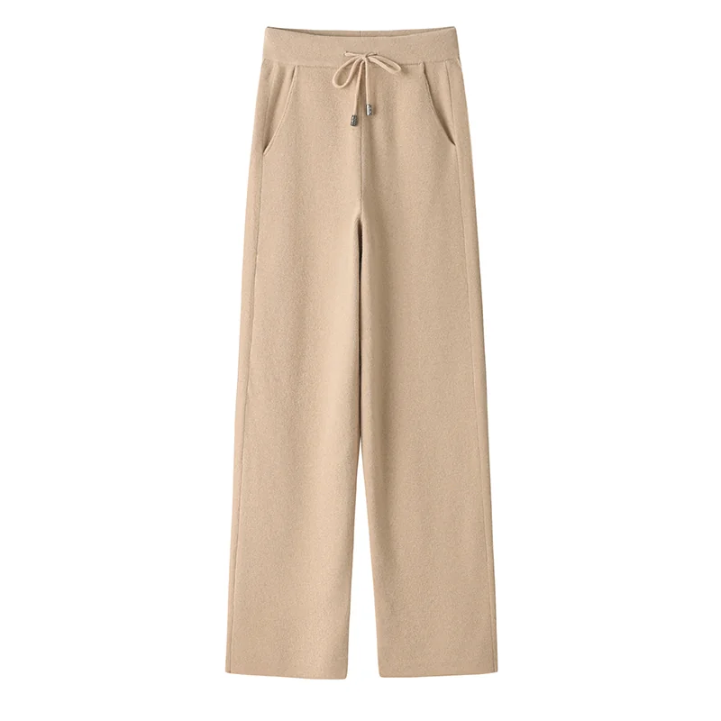 100% Cashmere, Cashmere cargo-style wide-leg knit pants, 14–15.5µm, Cashmere Garment — detail view 2