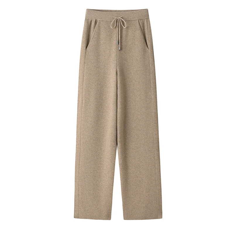 100% Cashmere, Cashmere cargo-style wide-leg knit pants, 14–15.5µm, Cashmere Garment — detail view 6